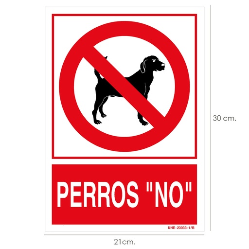[15051280] Cartel / Señal Perros "No" 30x21 cm.