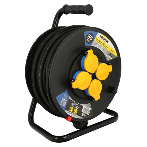 [19020025] Extensible Industrial 50 metros Protección IP44 Con Tapas, Extensible Electrico, Enrollacables, Alaragadera, Cable Extensible