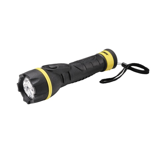 [19041275] Linterna LED De Mano Goma Antideslizante A Pilas (2 AA) 55 Lumenes 1 Watt. Protección Ip44