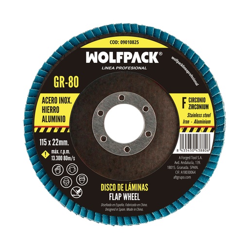 [9010825] Disco Laminas Lija Circonio 115x22 mm. Grano  80