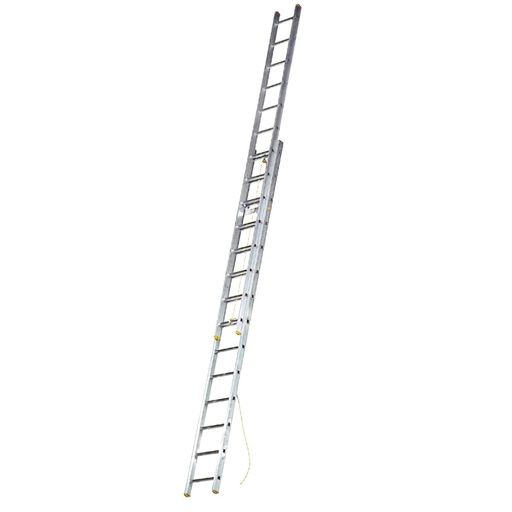 [23010650] Escalera Aluminio 2 Tramos Mecanica 14 Peldaños. Plegable, Telescópica, Antideslizante, Resistente