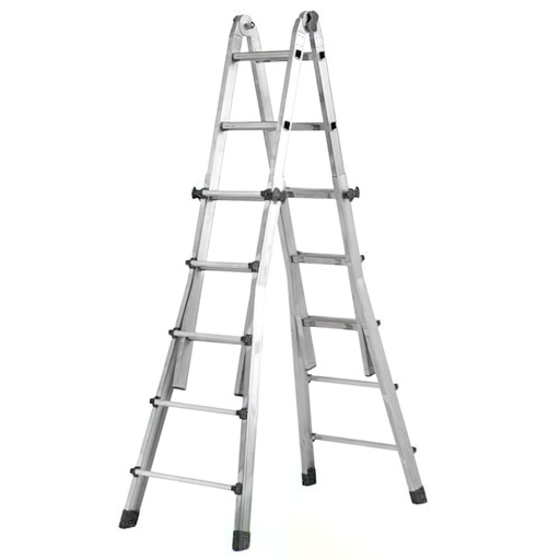 [23010702] Escalera Telescópica Aluminio  4+4 Peldaños Perfil 67 mm.
