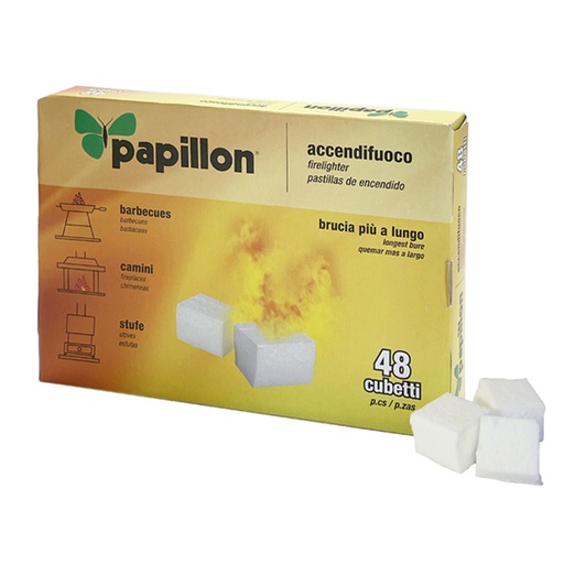 [8130260] Pastillas Encendido Fuego Papillon 48 Piezas. Encendido Barbacoa, Encendido Chimeneas, Encendido Hogeras