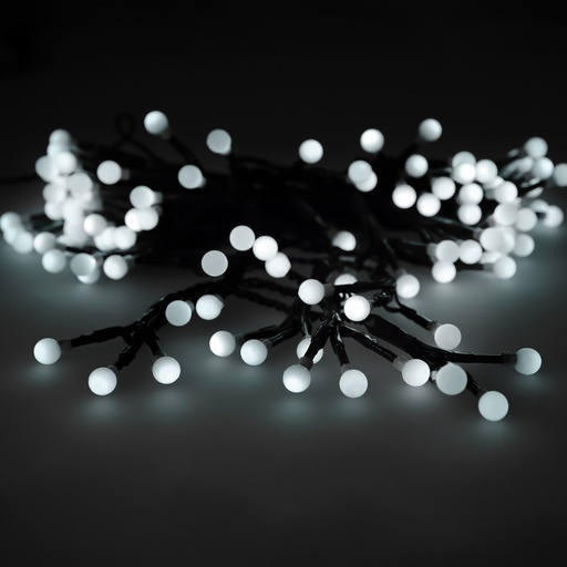 [5490605] Guirnalda Luces Navidad Esfera 120 Leds Luz Blanco Frio. Uso en Exteriores / Interiores Ip44