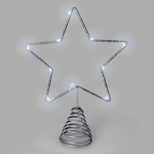 [5490595] Guirnalda Adorno Luces Navidad Estrella Arbol Navidad Luz Blanco Frio. 10 Leds. Uso Interno Protección IP20. 2 Baterias AA