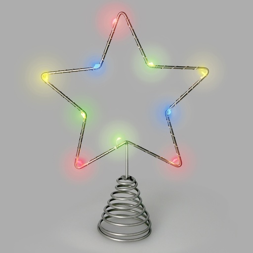 [5490597] Guirnalda Adorno Luces Navidad Estrella Arbol Navidad Luz Multicolor. 10 Leds. Uso Interno Protección IP20. 2 Baterias AA