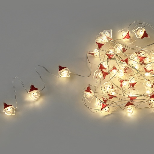 [5490126] Guirnalda Luces Navidad A Pilas 50 Leds Papa Noel. Luz Calida Uso Interno IP20
