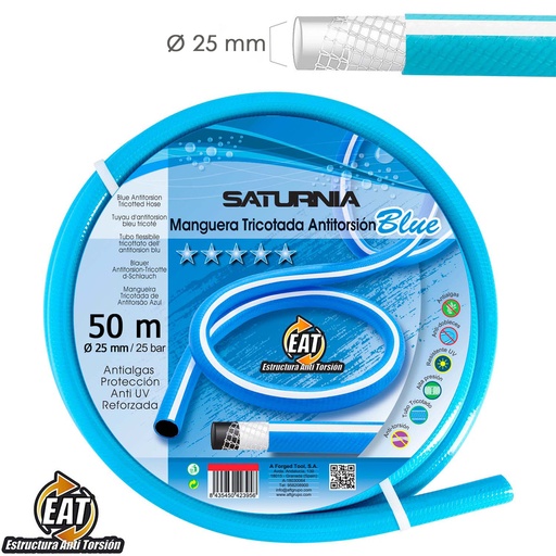 [8071535] Manguera Tricotada No Torsion Blue Ø 25 mm. Rollo 50 metros. Manguera Anti Torsion, Manguera Sin Dobleces, Manguera Sin Nudos