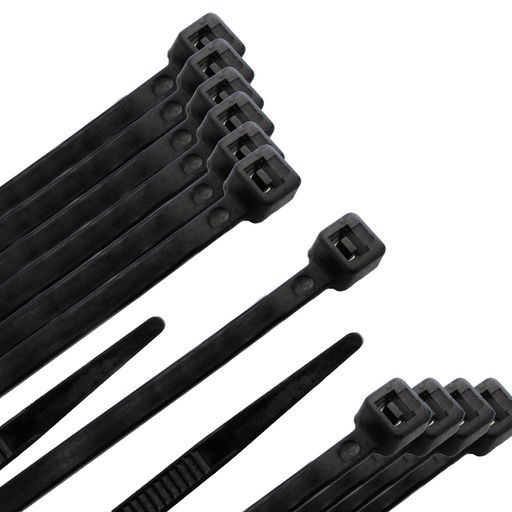 [13050301] Brida Nylon 100%. Color Negro 2,5 x 100 mm. Bolsa 100 unidades. Abrazadera Plastico, Organizador Cables, Alta Resistencia