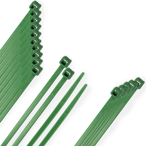 [13050346] Brida Nylon 100%. Color Verde 2,5 x 100 mm. Bolsa 100 Unidades. Abrazadera Plastico, Organizador Cables, Alta Resistencia