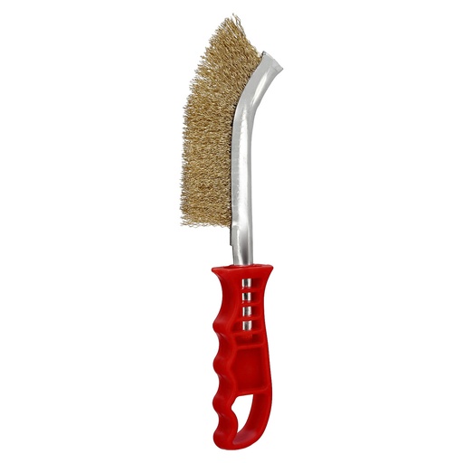 [9100566] Cepillo Acero Latonado Mango Rojo 25 cm. cepillo Eliminación Oxido, Pintura, Pulido De Metales.