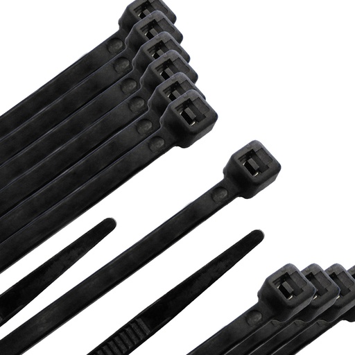 [13050315] Brida Nylon 100%. Color Negro 7,8 x 540 mm. Bolsa 100 unidades. Abrazadera Plastico, Organizador Cables, Alta Resistencia