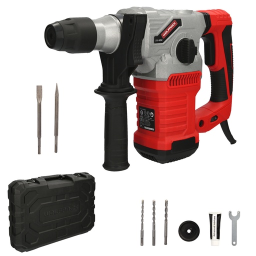 [7020080] Martillo Demoledor Perforador SDS PLUS 1.500 Watt. Con Accesorios y Maletin. 4.000 IPM 6 Julios.