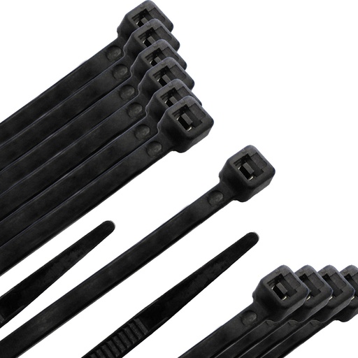 [13050310] Brida Nylon 100%. Color Negro 4,5 x 360 mm. Bolsa 100 unidades. Abrazadera Plastico, Organizador Cables, Alta Resistencia