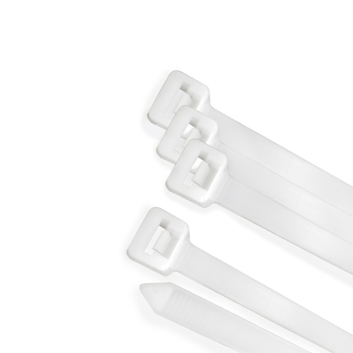 [13050326] Brida Nylon 100%. Color Blanco / Natural 3,5 x 200 mm. 100 Piezas. Abrazadera Plastico, Organizador Cables, Alta Resistencia