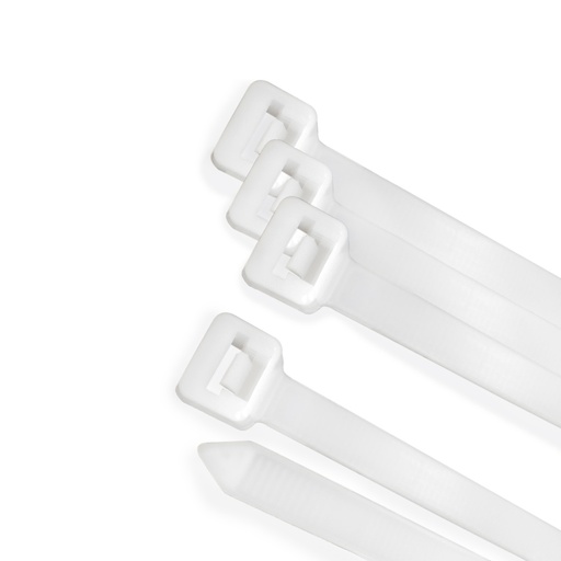 [13050329] Brida Nylon 100%. Color Blanco / Natural 4,5 x 200 mm. 100 Piezas. Abrazadera Plastico, Organizador Cables, Alta Resistencia