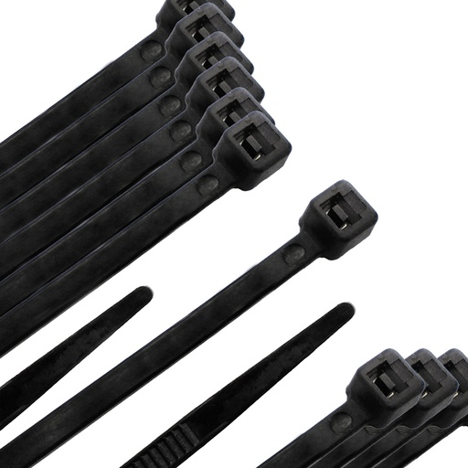 [13050317] Brida Nylon 100%. Color Negro 9,0 x 780 mm. Bolsa 100 unidades. Abrazadera Plastico, Organizador Cables, Alta Resistencia
