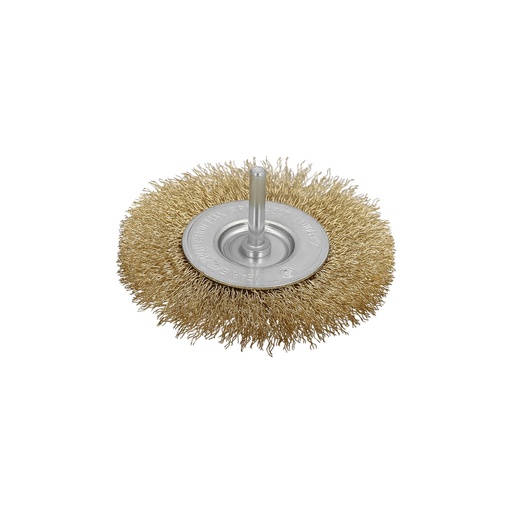[9100700] Cepillo Acero Latonado Para Taladro. Disco Ø 50 mm. Espiga 1/4" Cepillo Taladro Alambre Latón, Cepillo Limpieza, Cepillo Pulir.
