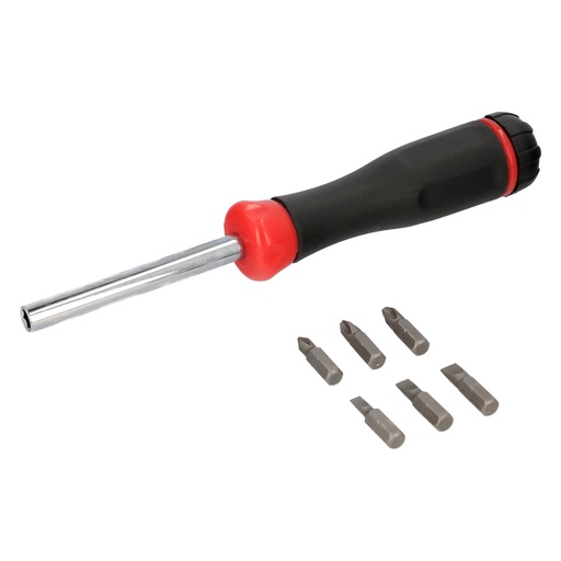 [2324705] Juego De Puntas con Destornillador  1/4" 7 Piezas. Acero Cromo Vanadio, Kit Destorpuntas, Puntas Destornillador.