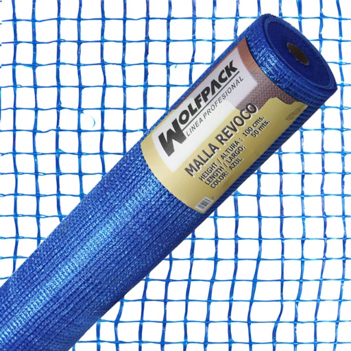 [1202100] Malla Revoco Azul Rollo 50 mt. x 1 metro. Luces 10x10 mm.