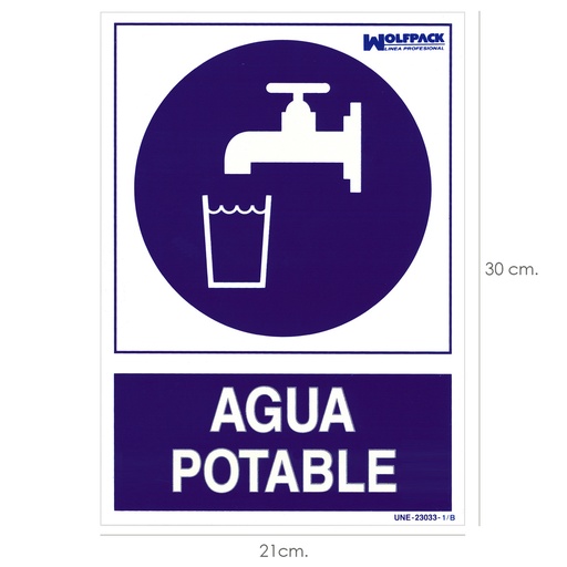 [15050955] Cartel Agua Potable 30x21cm.