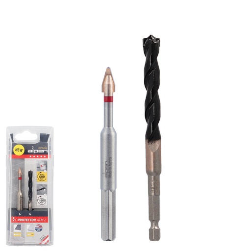 [9087505] Broca Alpen Materiales Porcelanicos Muy Duros Ø 6 mm. Kit 2 brocas. Sin Refrigeración,