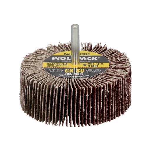 [9011690] Abanico Lija Grano 80 Medida Ø 80 x 30 mm. Disco Abrasivo Laminas, Ruedas Mil Hojas, Ruedas Abrasivas,Lijado,Desbaste,Pulir