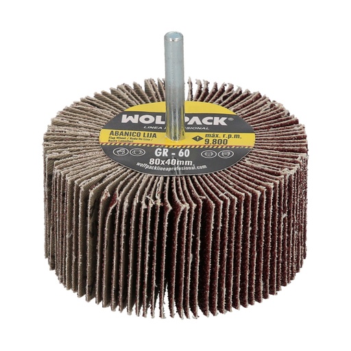 [9011705] Abanico Lija Grano 60 Medida Ø 80 x 40 mm. Disco Abrasivo Laminas, Ruedas Mil Hojas, Ruedas Abrasivas,Lijado,Desbaste,Pulir