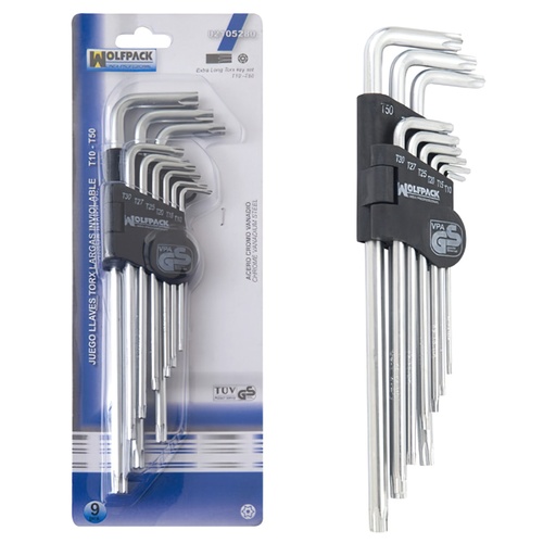 [2105285] Juego Llaves Torx "L" 9 Piezas Largo Inviolable
