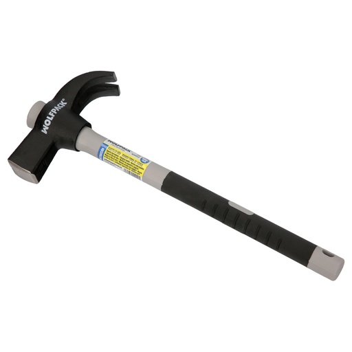 [2320721] Martillo Uña Mango Fibra Vidrio Mango Fibra Vidrio Con Empuñadura Antideslizante. 600 Gramos 33 cm.