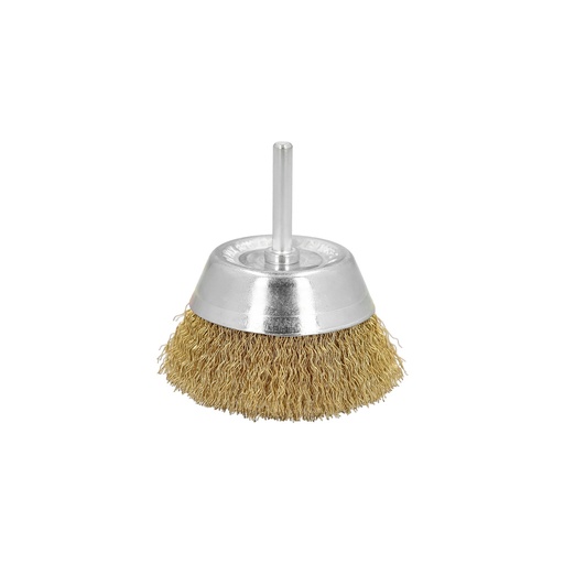 [9100715] Cepillo Acero Latonado Para Taladro Taza Ø 50 mm. Espiga 1/4" Cepillo Taladro Alambre Latón, Cepillo Limpieza, Cepillo Pulir.