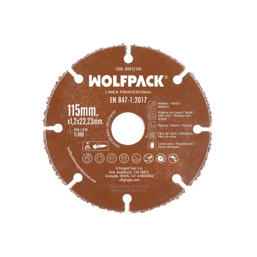 [9012150] Disco Corte Madera / Plastico Ø 115 mm. Filo De Carburo De Tungsteno