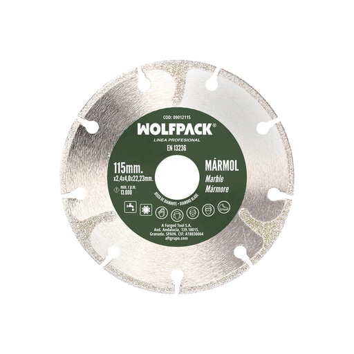 [9012115] Disco Diamante Ø 115 mm. Marmol. Filo Especialmente Diamantado