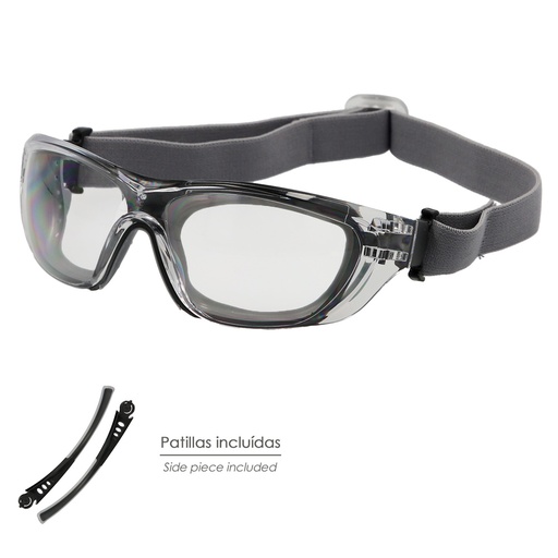[15040420] Gafas de Seguridad Acolchadas Cristales Transparentes Con Patillas o Goma Elastica.  Patillas Engomadas EN/166
