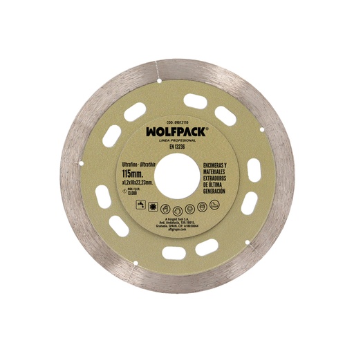 [9012110] Disco Diamante Ø 115 mm. Materiales de Ultima Generación. Segmento de 10 mm.