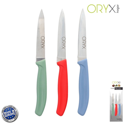 [5800220] Cuchillo Nuuk Mondador Hoja Acero Inoxidable 9 cm. Colores Surtidos (Blister 3 Piezas)