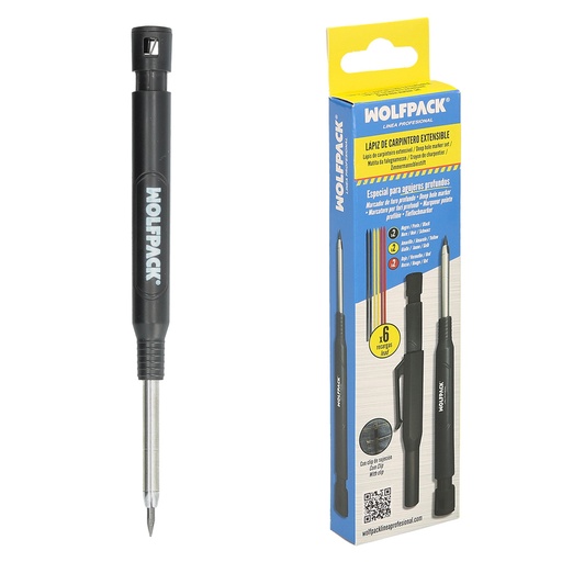 [2550080] Lapiz Carpintero Portaminas Con 6+1 Recargas Cera Marcadora, Tiza Marcadora, Trazador, Rotulador Marcador, Rotulador Obra,