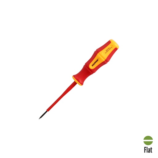 [2324580] Destornillador Plano Aislado Certificado VDE 1.000 V. Medida 0,4 x Ø 2,5 x 75 mm. Destornillador Seguridad Electricista