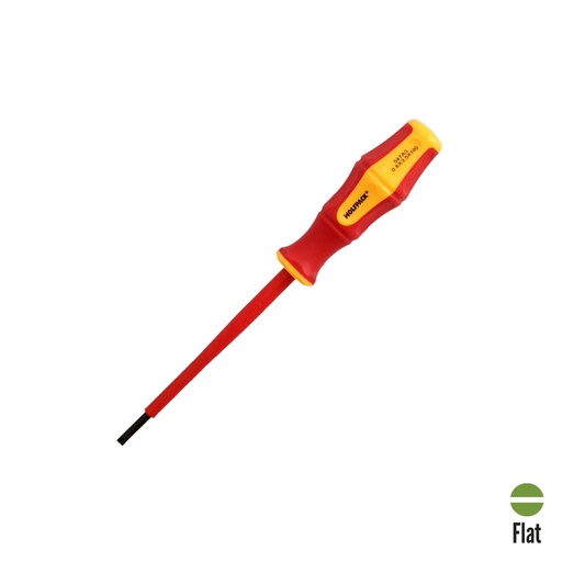 [2324581] Destornillador Plano Aislado Certificado VDE 1.000 V. Medida 0,6x Ø 3,0 x 100 mm. Destornillador Seguridad Electricista