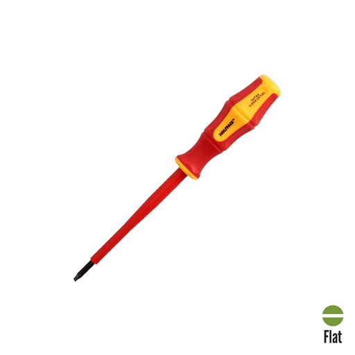 [2324582] Destornillador Plano Aislado Certificado VDE 1.000 V. Medida 0,8 x Ø 4,0 x 100 mm. Destornillador Seguridad Electricista