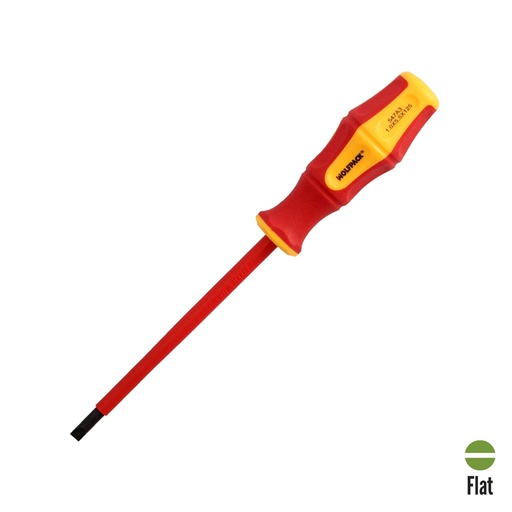 [2324583] Destornillador Plano Aislado Certificado VDE 1.000 V. Medida 1,0 x Ø 5,5 x 125 mm. Destornillador Seguridad Electricista