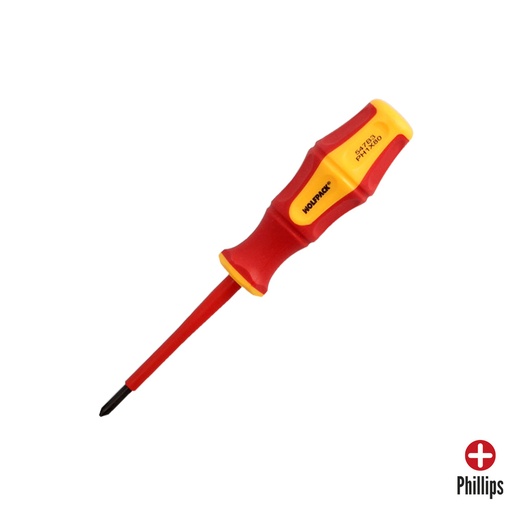 [2324591] Destornillador Phillips Aislado Certificado VDE 1.000 V. Medida PH 1 - 4,5 x 80 mm. Destornillador Seguridad Electricista