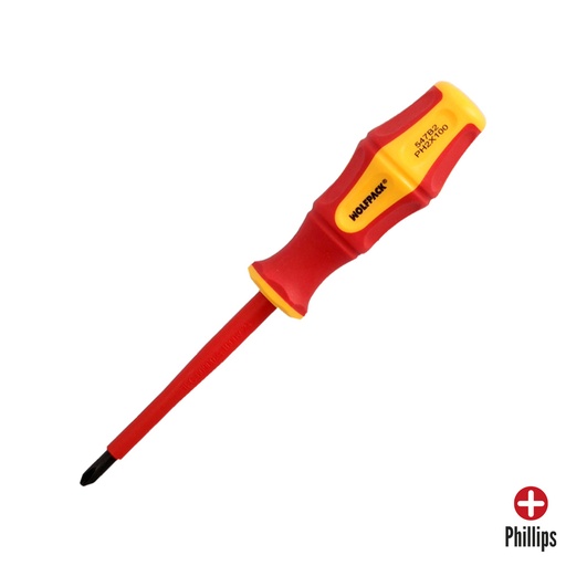 [2324592] Destornillador Phillips Aislado Certificado VDE 1.000 V. Medida PH 2 - 6,0 x 100 mm. Destornillador Seguridad Electricista