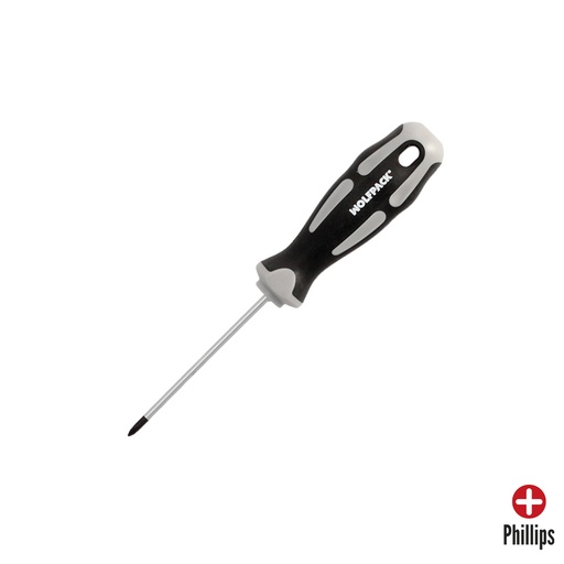 [2324525] Destornillador Phillips Acero S2 Mango TPR Bimaterial. Medida PH 0 - Ø 3,0 x 75 mm. DIN5262.