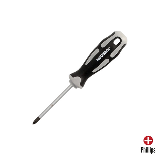 [2324527] Destornillador Phillips Acero S2 Mango TPR Bimaterial. Medida PH 1 x Ø 5,0 x 75 mm.  DIN5262.