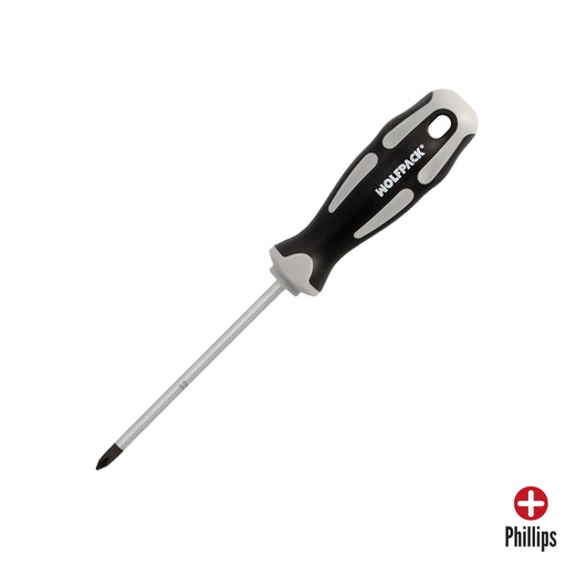 [2324528] Destornillador Phillips Acero S2 Mango TPR Bimaterial. Medida PH 1 x Ø 5,0 x 100 mm.  DIN5262.