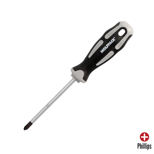 [2324529] Destornillador Phillips Acero S2 Mango TPR Bimaterial. Medida PH 2 x Ø 6,0 x 100 mm.  DIN5262.