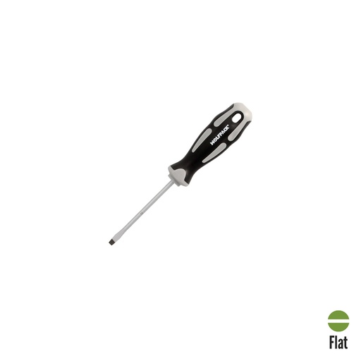 [2324545] Destornillador Plano Estampado Acero S2 Mango TPR Bimaterial. Medida 0,8 x Ø 4,0 x 75 mm. DIN5265