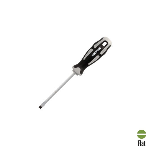 [2324548] Destornillador Plano Estampado Acero S2 Mango TPR Bimaterial. Medida 1,0 x Ø 5,5 x 100 mm.  DIN5265