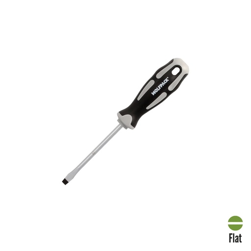 [2324551] Destornillador Plano Estampado Acero S2 Mango TPR Bimaterial. Medida 1,2 x Ø 6,5 x 100 mm.  DIN5265
